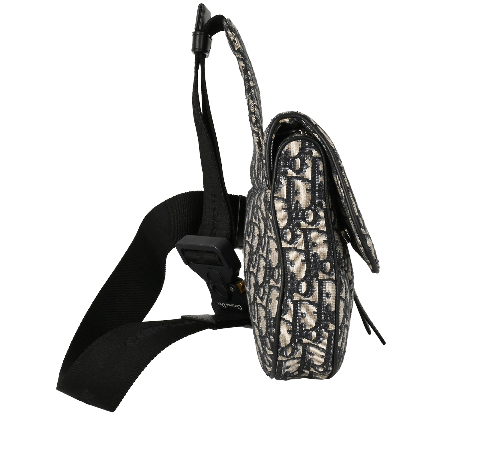 Saddle Bag, &pound;1,100, Handbags, Navy, Canvas, Side view